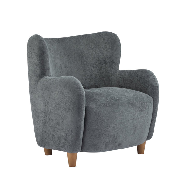 English Elm Christopher Knight Home® - Lucia Velvet Wingback Armchair with Pocket Spring Cushion, Mid-Century Birch Legs, Luxe Comfort Dawn Grey 31.5 L x 30.75 W x 30.5 H N776P205426K