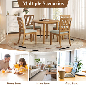 English Elm 3-piece Folding Round Dining Set with Upholstered Chairs for Compact Apartment Spaces Light Brown N752S000618A