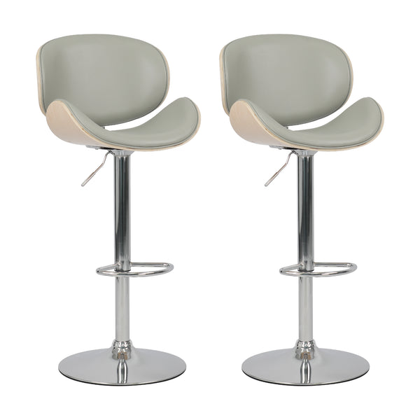 English Elm Hengming Bentwood Pu Leather Swivel Barstools Adjustable Height Kitchen Island Set Gray W212P465191