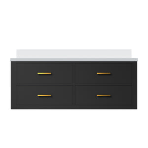 English Elm Black Single Bath Vanity 48" W X 22" D With Elegant White Quartz Top - Fully Assembled & Stylish B2731P257993
