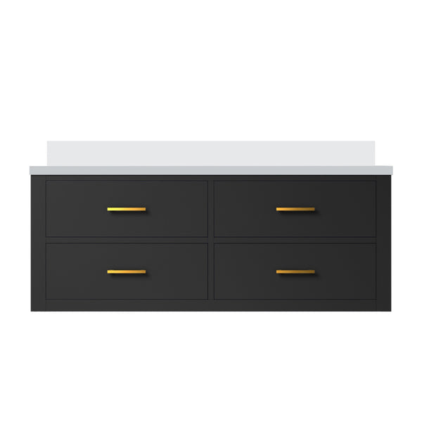 English Elm Black Single Bath Vanity 48" W X 22" D With Elegant White Quartz Top - Fully Assembled & Stylish B2731P257993