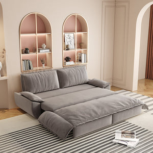 English Elm 73.2" Queen Sleeper Sofa Convertible Corduroy Loveseat for Guest Room or Living Space Grey W1885S00330