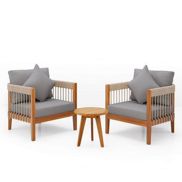 English Elm Christopher Knight Home® - 3 Pcs Set Acacia Wood Outdoor Lounge Chairs - Handwoven Rope, Water-Resistant Cushions, Boho Chic N767P265743G002_63163.00