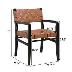 English Elm Christopher Knight Home® - DINING Chair Set of 2 PU Leather Dining Chairs with Rubberwood Frame, Modern Industrial Elegance Brown 74689.00BRN