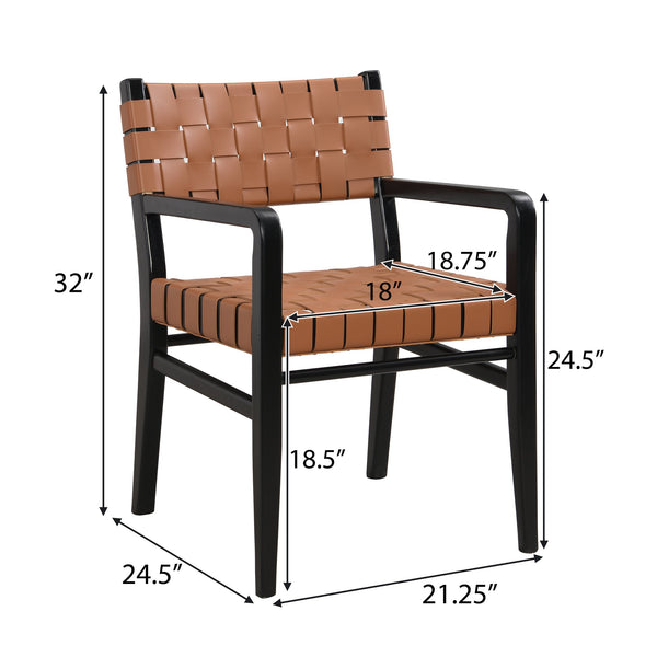 English Elm Christopher Knight Home® - DINING Chair Set of 2 PU Leather Dining Chairs with Rubberwood Frame, Modern Industrial Elegance Brown 74689.00BRN