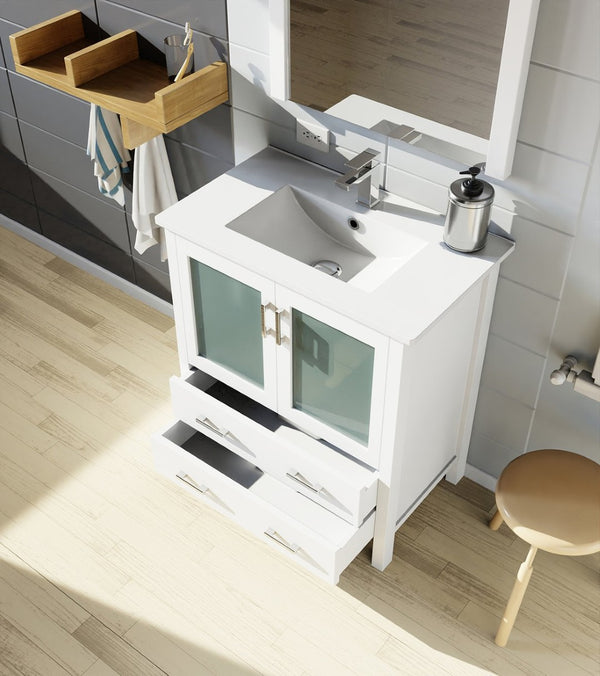 English Elm White Bath Vanity 30" W X 18.25" D – Modern Design With Soft-Close Doors & Durable Ceramic Top B2731P260419-GIGA