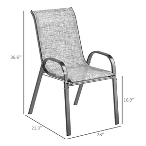 English Elm Stackable Outdoor Dining Chairs Set of 4 Mesh Back Patio Seating with Steel Frame T3971P444933