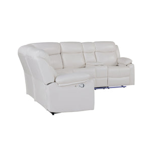 English Elm BLANCHE Plush Upholstered Left Arm Facing Sectional with Pillow-Top Arms, Manual Recline & Console Storage White 61 L x 29.52 W x 25.19 H B201S00382