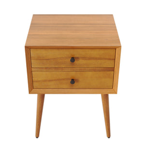 English Elm Christopher Knight Home® - Nightstand with 2 Drawers Mid-Century Acacia Wood, Splayed Legs, Brass Hardware, Easy-Glide Storage Natural 20.5 L x 17.5 W x 14.75 H N761P180219A