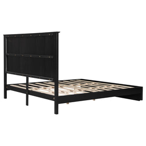 English Elm Stylish King Bed Frame Vertical Slat Headboard Low Profile Contemporary Bedroom Black N770PK369234B