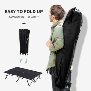 English Elm Outsunny Two Person Folding Cot Elevated Oxford Fabric Portable Camping Bed with Carry Bag W2225P217038