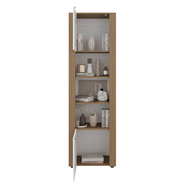 English Elm Dupont Tall Bookcase with Lower Cabinet Five Shelves Two-tone Modern Display B092P474473