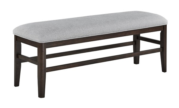 English Elm 1pc Dark Oak Finish Bench with Gray Upholstered Seat, 50" Dining Bench, Modern Durable Wooden Frame B2741P370880