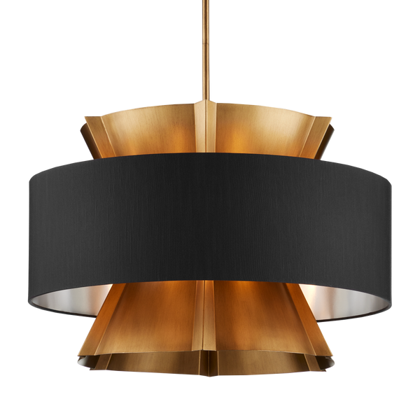 Oxenwood Brass & Black Chandelier – Stunning Metal Design with Adjustable Height for Any Space