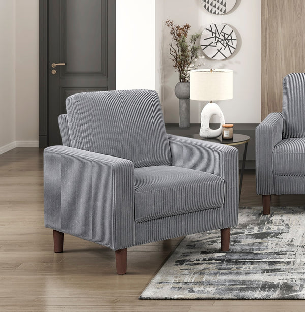 English Elm Modern 3-Piece Contemporary Sofa Set - Plush Gray Corduroy Loveseat, Chair & Sofa For Living Room B011S01845