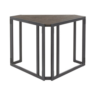 English Elm Roman L-shaped Corner Desk with Espresso Bamboo Top and Black Powder-coated Steel Frame B202P223961