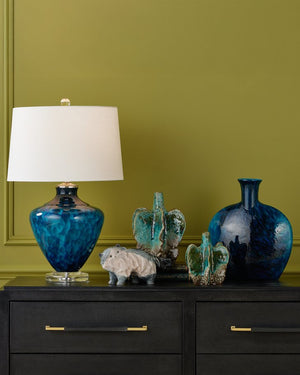 Currey & Company Pavonini Vase - Stunning Blue Glass Art With Unique Perfume Bottle Shape For Elegant Home Decor Blue Glass 1200-1012-currey-company