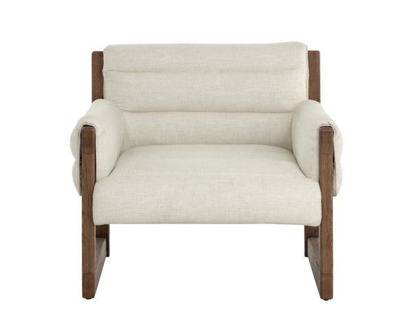 Sunpan Ferguson Lounge Chair - Elegant Channel Tufted Design With Cozy Geralt Linen For Luxurious Comfort Cream Fabric 112106