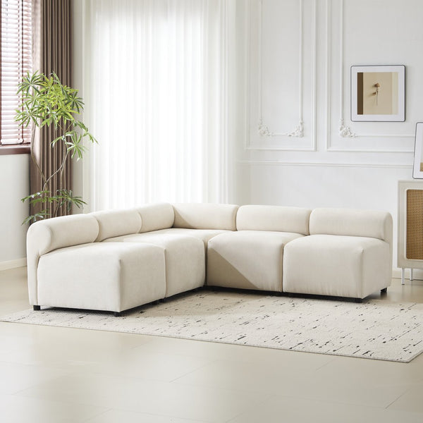 English Elm Christopher Knight Home® - Evelyn 5-Piece V-Shaped Modular Sectional Sofa In Soft Beige Chenille - Modern Comfort & Flexibility! N773IS00024B
