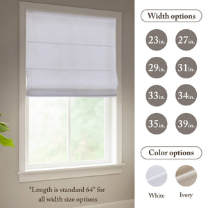 English Elm 1PC Cordless Roman Blind 33x64" Galen Matte Blackout Fabric, 100% Polyester, Energy Saving White 5.96 L x 9.25 W x 8.07 H B035P341210