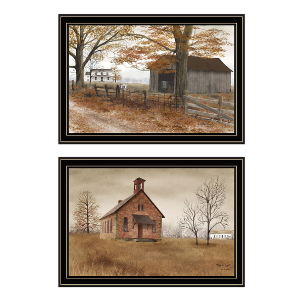 English Elm Trendy Decor 4u Billy Jacobs Old Country Road 2 Piece Framed Farmhouse Wall Art B067P254107