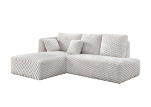 English Elm Manya Ivory Corduroy Sectional Sofa with Right-Facing Loveseat & Left Chaise, 2 Toss Pillows, 96" B2726S00534
