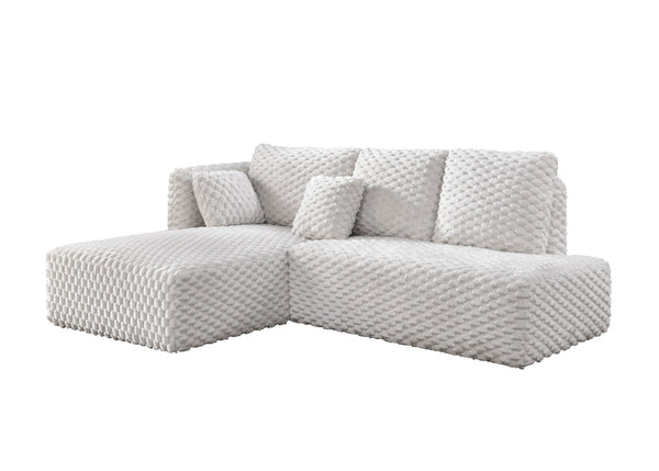 English Elm Manya Ivory Corduroy Sectional Sofa with Right-Facing Loveseat & Left Chaise, 2 Toss Pillows, 96" B2726S00534