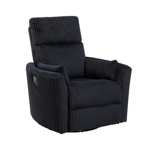 English Elm Black Corduroy Swivel Glider Recliner Chair - 360° Motion, Plush Cushioning, Sleek Black Upholstery B011P383307
