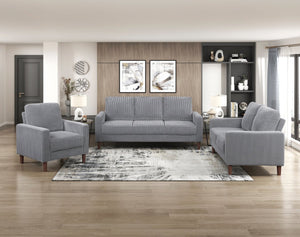 English Elm Modern Track Arm Side Chair with Plush Corduroy Upholstery, Cushioned Seat and Faux Wood Legs for Cozy Living Spaces Gray 31.5 L x 23 W x 25 H B011P362563