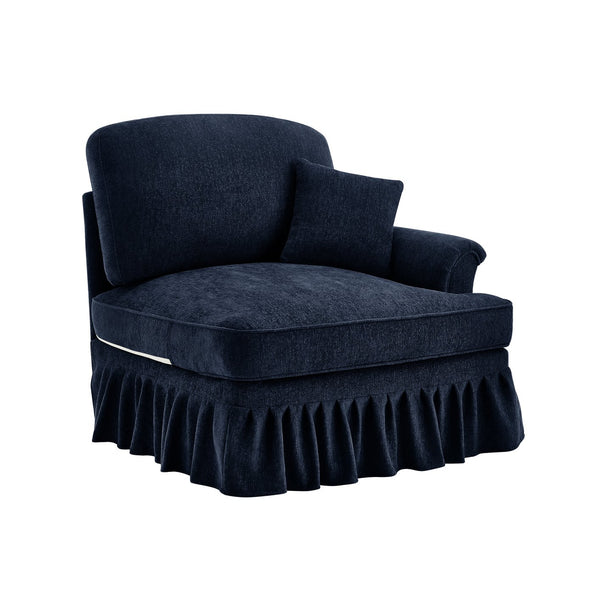 English Elm Sofa Rsf Chenille Sectional with Floral Backrest and Detachable Ruffle Skirt Design W3041P332620