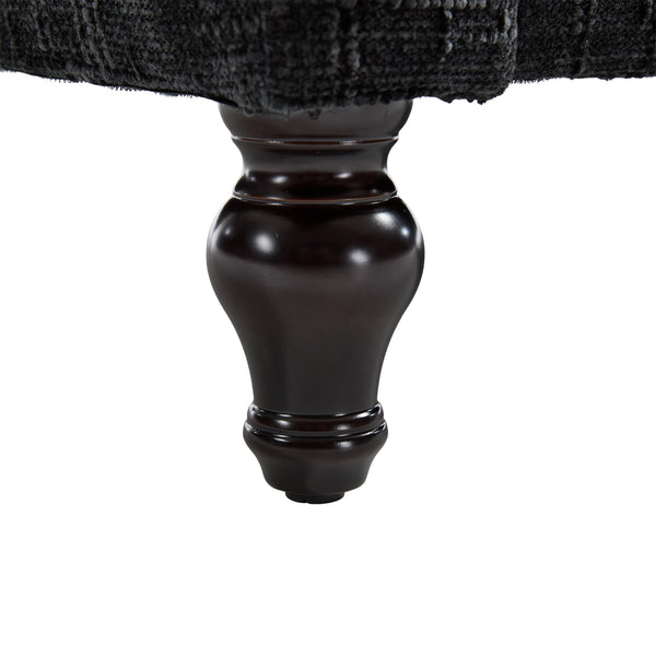 English Elm Modern chenille 2-seater sofa with LED lighting, USB charging, storage pocket, sturdy wood legs Black W395P318548