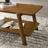 English Elm Metz Mid-Century Modern Wood Shelf 3-Piece Coffee Table Set, Walnut Finish