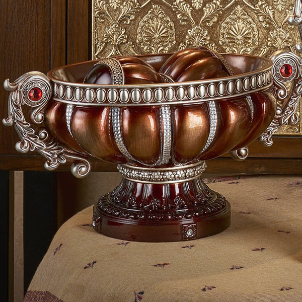 English Elm 8" Polyresin Decorative Bowl with Classical Greek Engravings and Antique Bronze Finish B072116428