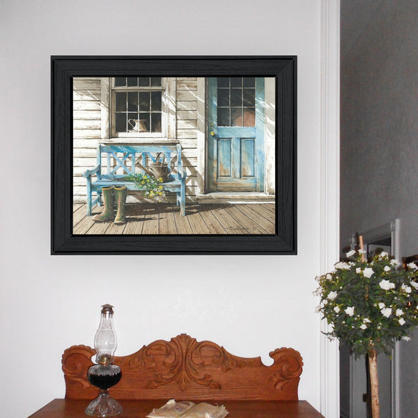English Elm "cheerful Chores" Rossini Framed Canvas Art Black Wood Ready to Hang Wall Print B06788599