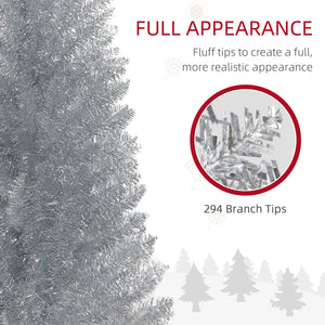 English Elm Homcom 5' Slim Pencil Christmas Tree With 294 Realistic Branch Tips - Perfect For Small Spaces! W2225P249663