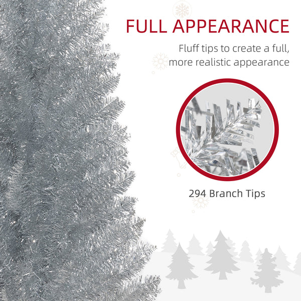 English Elm Homcom 5' Slim Pencil Christmas Tree With 294 Realistic Branch Tips - Perfect For Small Spaces! W2225P249663