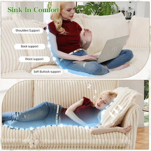 English Elm Set Of 2 Slipcovered Armchairs - Plush Comfort With Cream Corduroy, Deep Seats & Soft Pillows! W3041S00022-GIGA