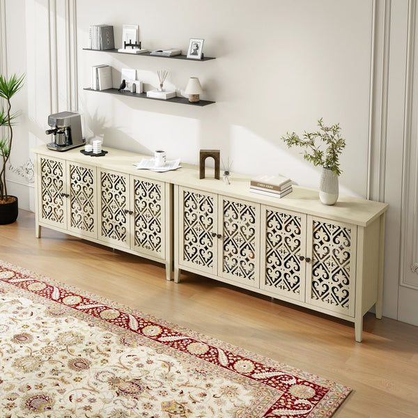 English Elm Hollowed-Out Cabinet With 4 Doors - Stylish American Furniture For Living Room, Bedroom & Study W688P223025