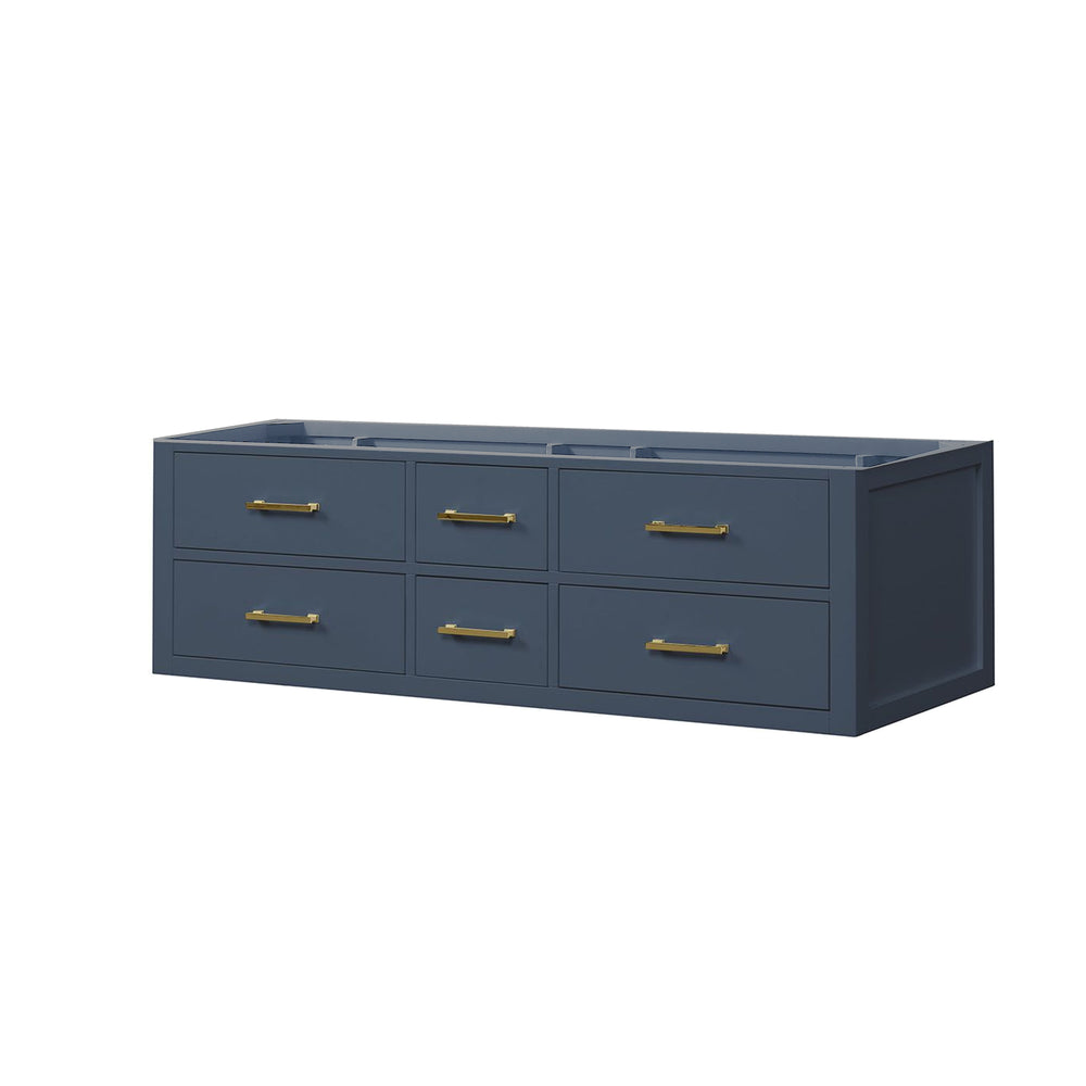 English Elm Blue Double Sink Vanity 60” Wide - Stylish Midcentury Design, Wall-Hung, Soft-Close Drawers & Storage B2731P258041