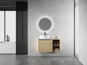 English Elm 36'' Wall-Mounted Bathroom Vanity With Stylish Ceramic Sink, Soft-Close Door, And Smart Storage Solutions W999S00467