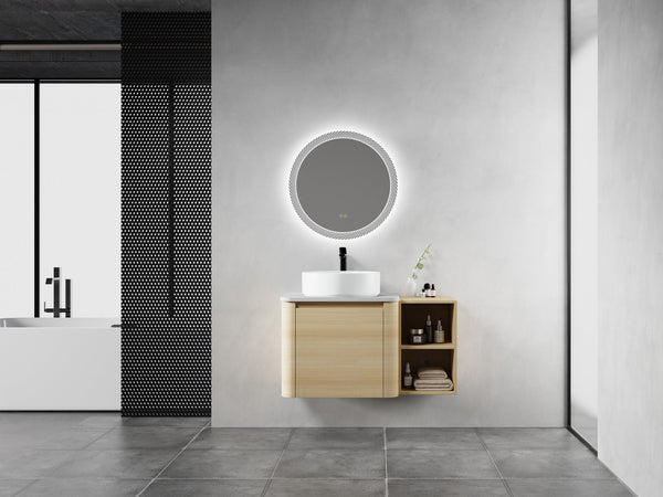 English Elm 36'' Wall-Mounted Bathroom Vanity With Stylish Ceramic Sink, Soft-Close Door, And Smart Storage Solutions W999S00467