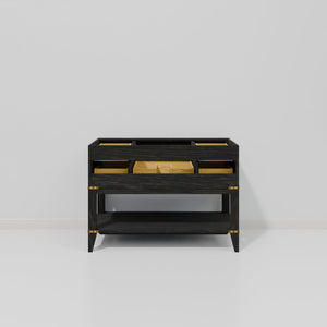 English Elm Black Oak Single Bath Vanity 48" W X 22" D With Elegant White Quartz Top & Ample Storage Space B2731P261021