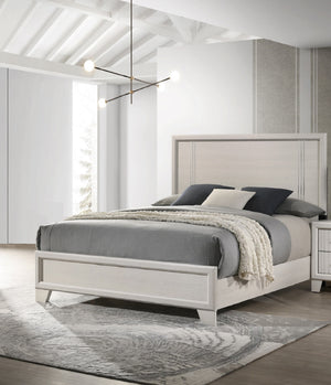 English Elm Contemporary Full Size Panel Bed - Elegant Wooden Design In White/Beige Finish For Any Bedroom B2741S00244
