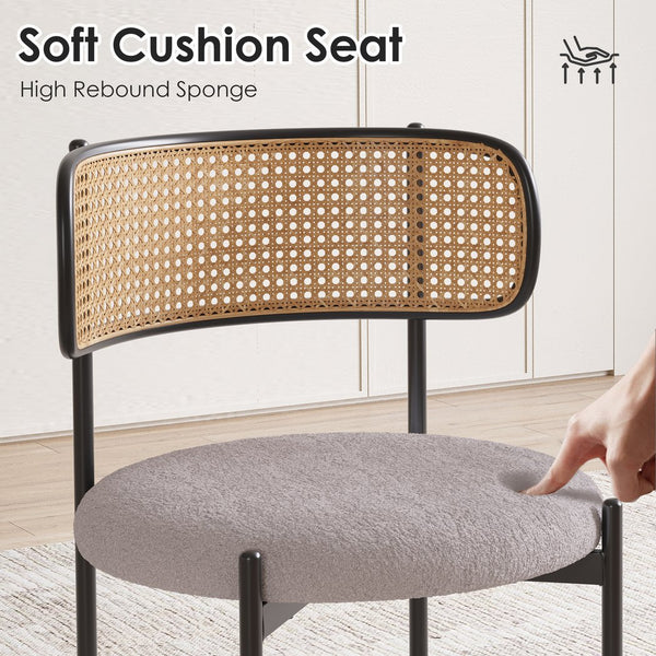 English Elm Modern Upholstered Dining Chairs Set Of 4 - Stylish Light Gray Rattan Accent Chairs With Metal Legs T3623P379700