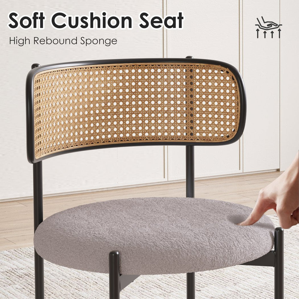 English Elm Modern Upholstered Dining Chairs Set Of 2 With Rattan Back, Stylish Metal Legs For Dining & Accent Use T3623P371957