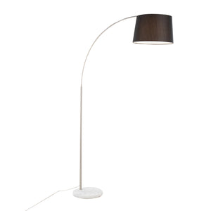English Elm March Contemporary Floor Lamp - Stylish White Marble Base & Black Linen Shade For Modern Decor B202S01374