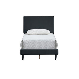 English Elm Baron Full Bed Frame with Faux Leather Upholstery, Slat Support, Adjustable Headboard Height, Fits 7–13" Black 26.37 L x 45.47 W x 7.48 H B078P380167