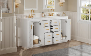 English Elm 60'' Bathroom Vanity Set With Soft-Close Drawers, Elegant Ceramic Sink & Ample Storage Space N710SS00002K