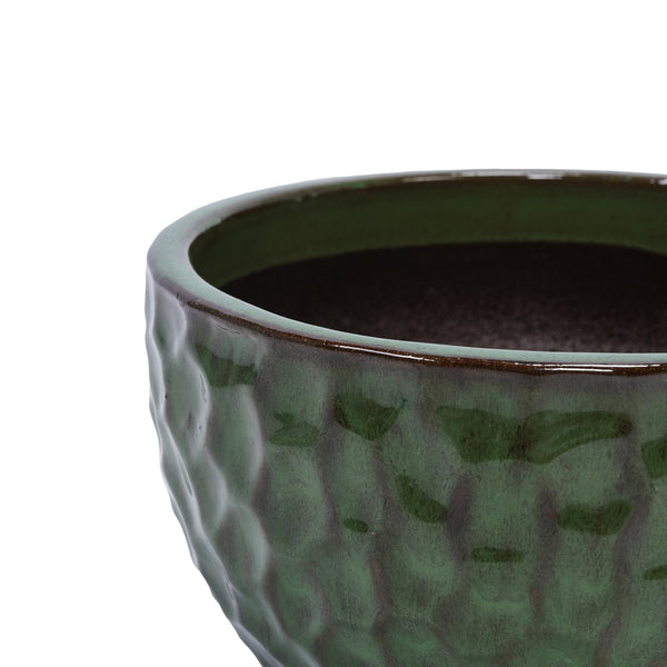 English Elm 3 Pieces Ceramic Flowerpot Set - Handcrafted Antique Green Planters For Indoor & Outdoor Decor W3273P321525