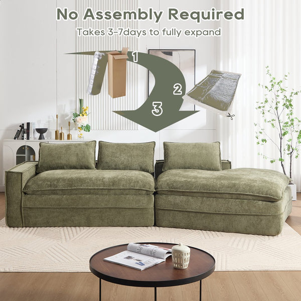 English Elm Modern Minimalist Modular Sectional Sofa - Stylish Cloud Couch With Right-Facing Chaise For Cozy Living W2959S00013